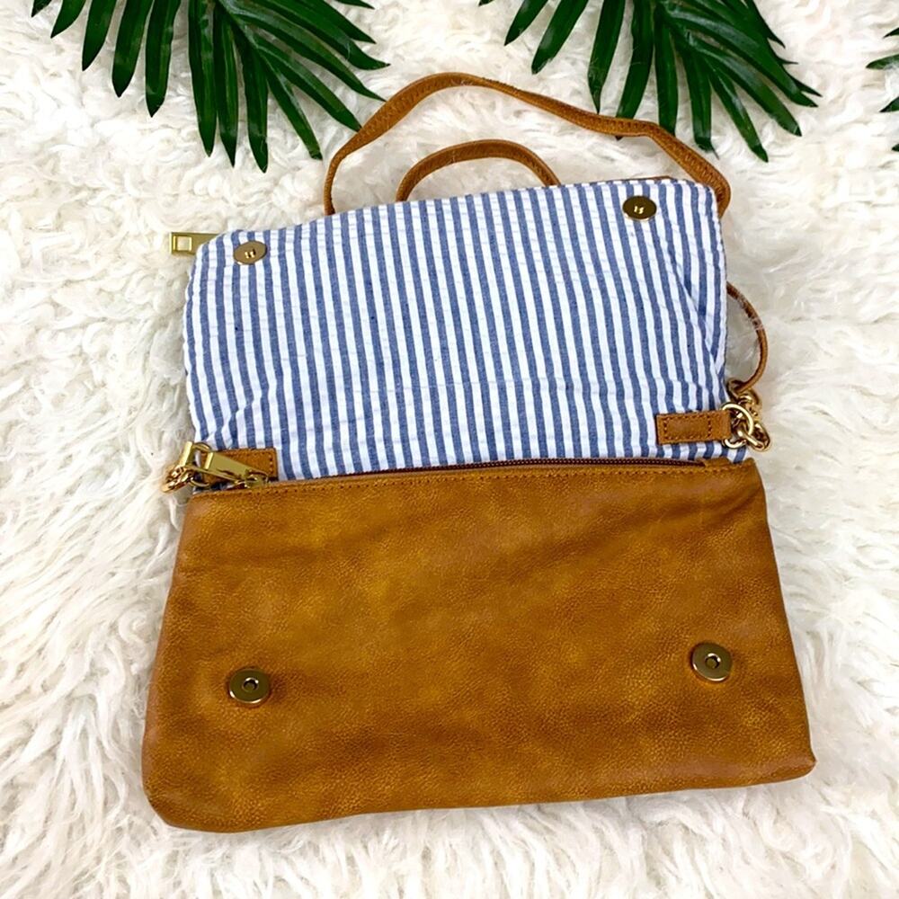 VINTAGE Unbraded Cute faux leather crossbody bag STRIPES - Picture 3 of 8